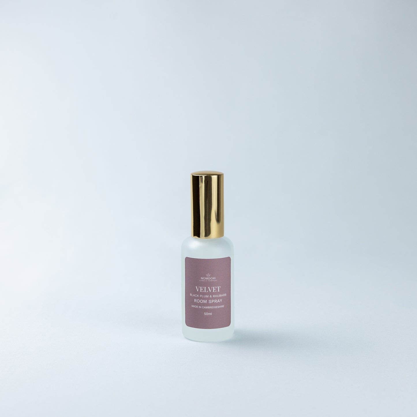 Nomdori Velvet 50ml room spray in Black Plum & Rhubarb, natural home fragrance spray
