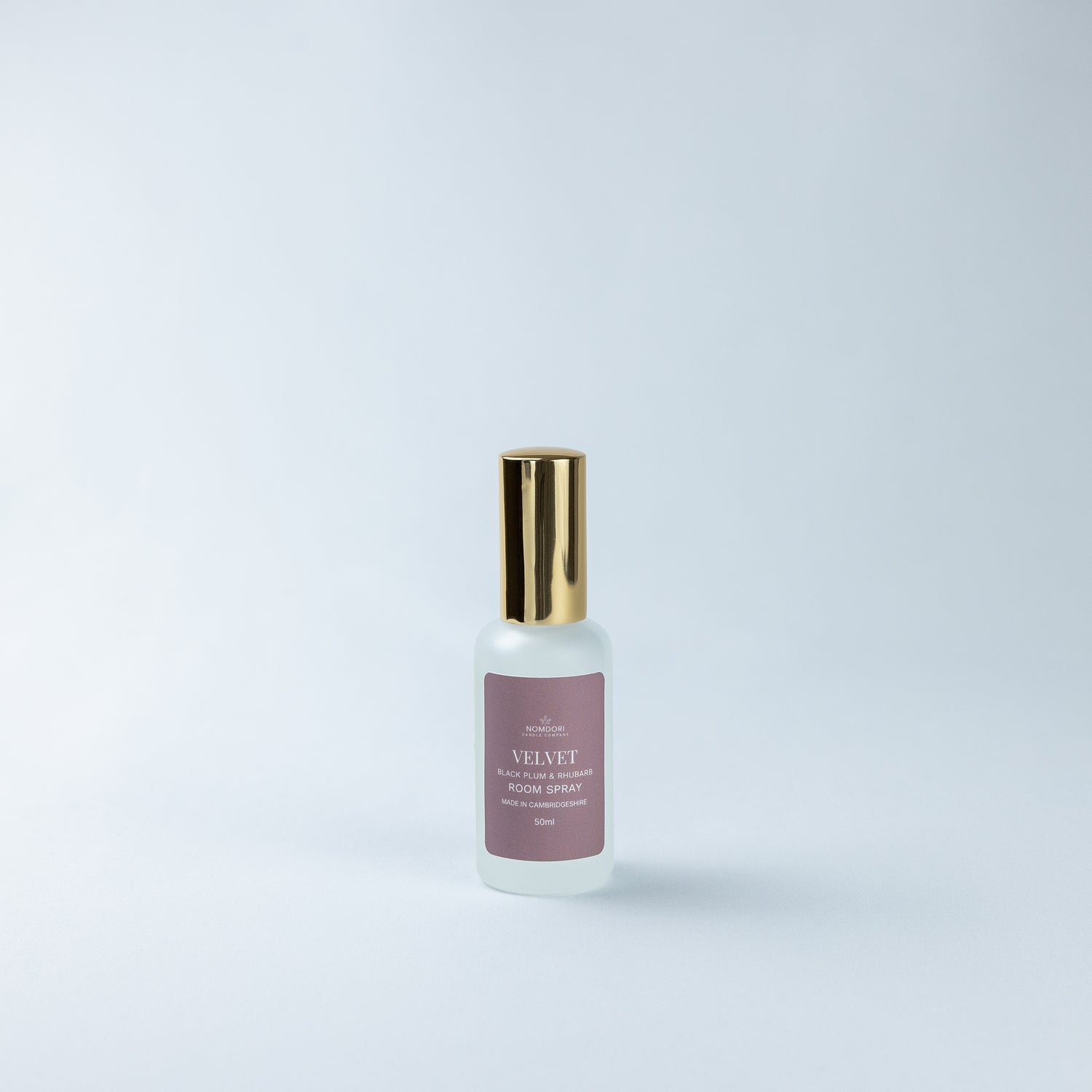 Nomdori Velvet 50ml room spray in Black Plum & Rhubarb, natural home fragrance spray