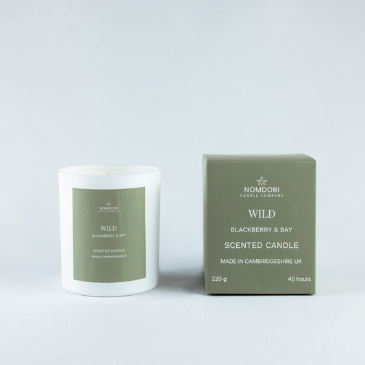 Nomdori Wild 220g luxury candle in Blackberry & Bay, small batch hand-poured wax candle